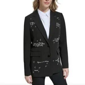 KARL LAGERFELD PARIS – SCRIPT PRINT NOTCH LAPEL BLAZER (NWOT)